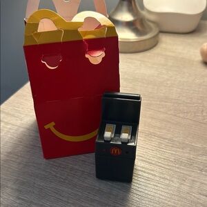 McDonald's Red Happy Meal Box with Black Fryer Toy
